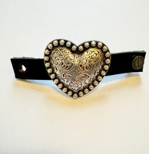 Load image into Gallery viewer, heart concho leather cuff
