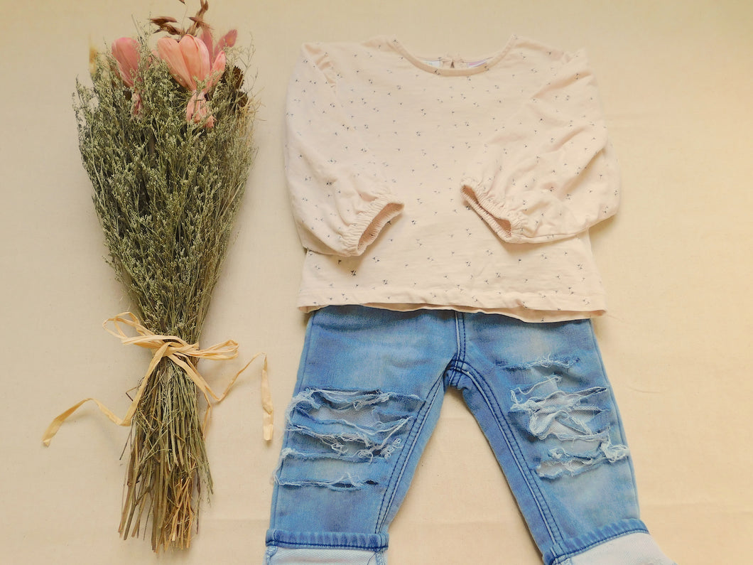 girly tomboy distressed jeans outfit 18-24T